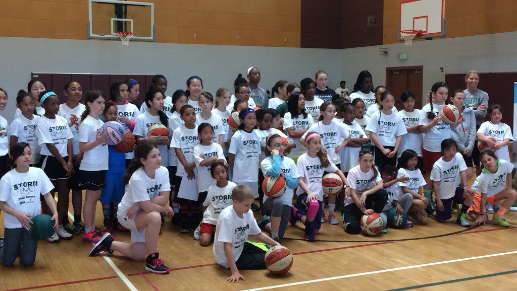 More than 60 girls participate in a free basketball clinic led by Seattle Storm