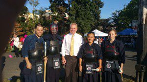 Mayor Murray and Bitter Lake Community Center's kendo class at Night Out, Aug. 4.