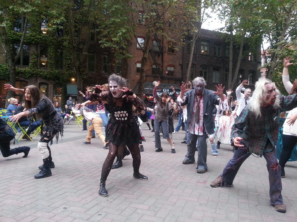 Seattle "Thrillers" in Occidental Park, photo by Philip Craft