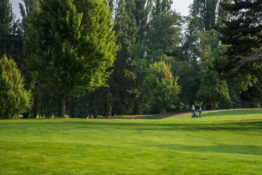 A picture of a Seattle Parks golf course shows the fairway well manicured, with the dense trees and foliage in the "rough" on the boarder.