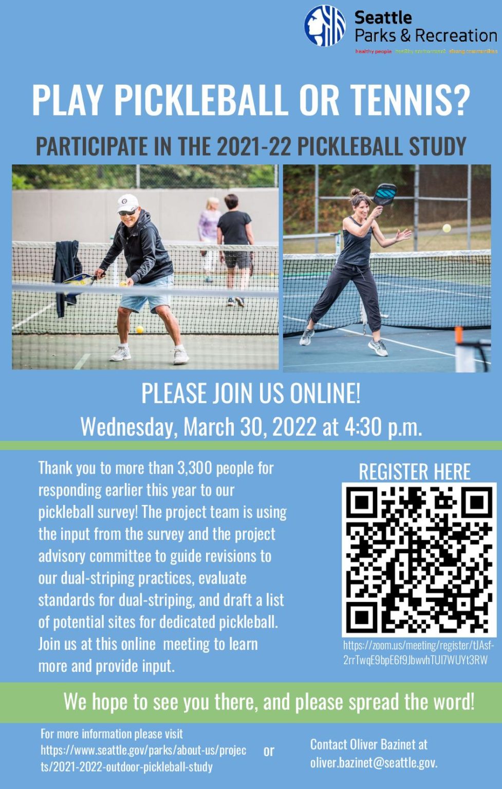 Seattle Parks and Recreation needs input on the future of pickleball in