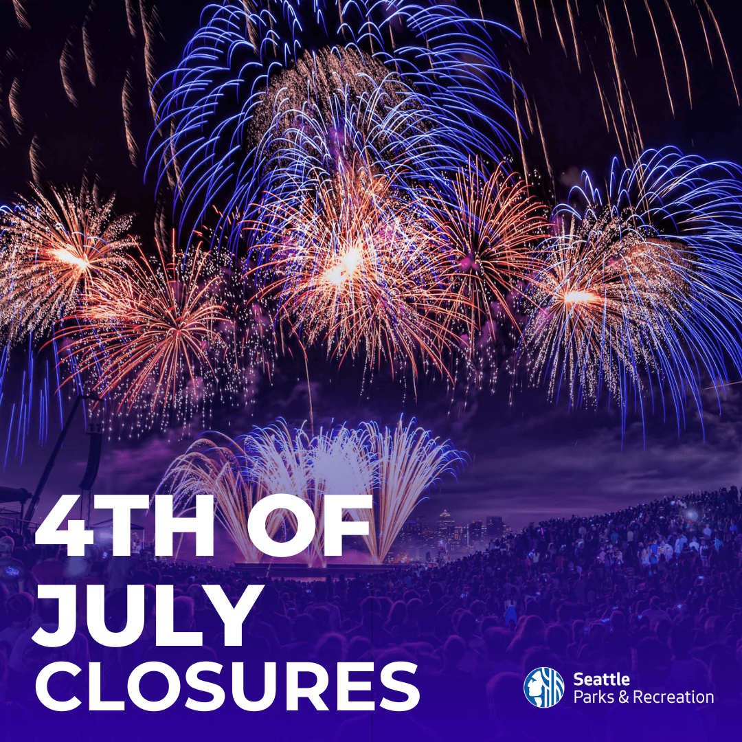 Fireworks background with text overlay that reads "4th of July Closures"